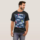 Fantasievolle Ballons: Wasserfarben-Wolkenmuster T-Shirt (Vorne ganz)