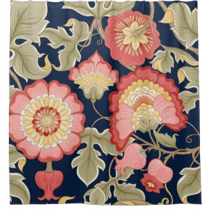 Fantasievolle Blume in Retro, Vintag, jakobinische Duschvorhang