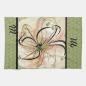 Fantasievolle Blume Mit Monogramm (Teetuch) Handtuch (Horizontal)