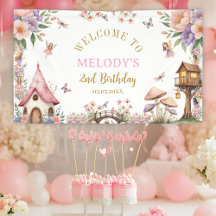 Fantasievolle Blumenfee 2. Geburtstagsbanner