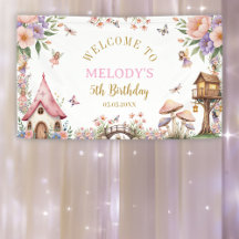 Fantasievolle Blumenfee 5. Geburtstagsbanner