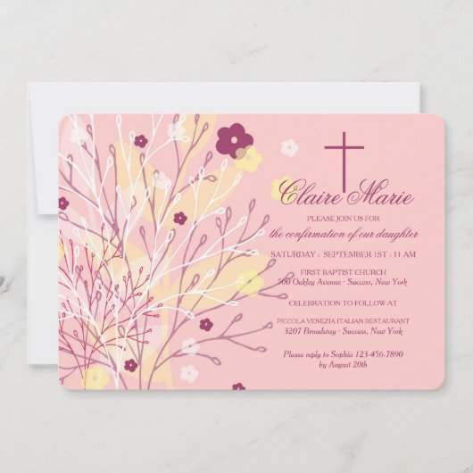 Fantasievolle blumenreligiöse Einladung (Vorderseite)