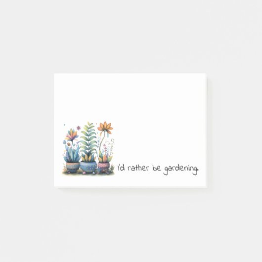 Fantasievolle Blumentöpfe Ich würde lieber gärtner Post-it Klebezettel (Vorderseite)