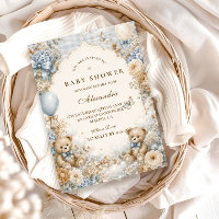 Fantasievolle braune und blaue Bären-Baby-Party