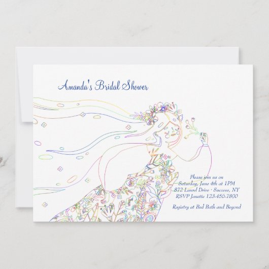 Fantasievolle Brautdusche Einladung (Vorderseite)