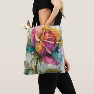 Fantasievolle Bunte Wasserfarbe Rose Tasche