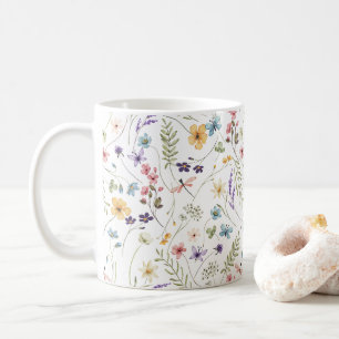 Fantasievolle bunte Wildblumen-Frühlingsmuster Kaffeetasse