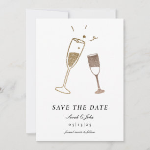 Fantasievolle Champagner Save-the-Date-Karte Einladung