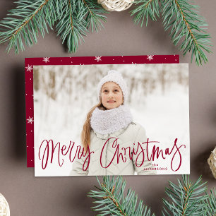 Fantasievolle Cranberry-Script-Weihnachtsgrüße-Fot Feiertagskarte