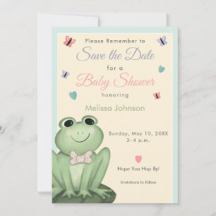 Fantasievolle Creme-Minzgrüne Frosch-Baby-Save-the Einladung