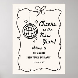 Fantasievolle Disco-Kugel Silvesterparty Poster