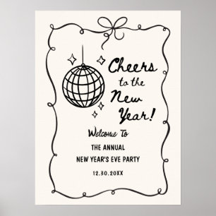 Fantasievolle Disco-Kugel Silvesterparty Poster