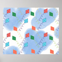 Fantasievolle Drachen Bunte Himmelsmuster Poster