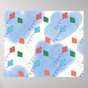 Fantasievolle Drachen Bunte Himmelsmuster Poster