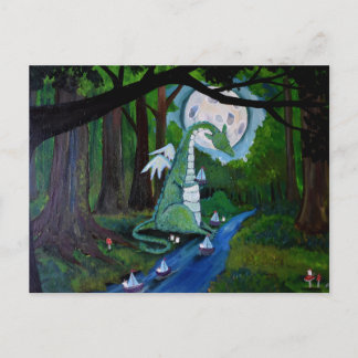 Fantasievolle Drachen-Waldkunst Süße Mäuse Postkarte