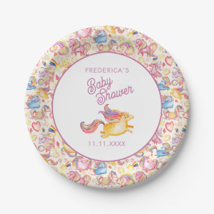 Fantasievolle Einhörner Baby-Party Pappteller