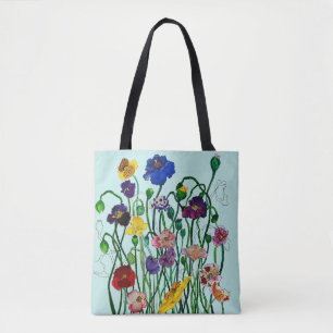 Fantasievolle Enteneiblau Wilde Mohn-Wasserfarbe Tasche