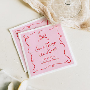 Fantasievolle handgezeichnete rosa und rote Dusche Serviette