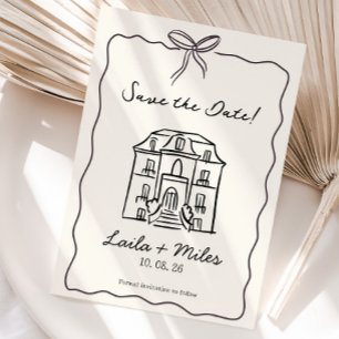 Fantasievolle handgezeichnete Save-the-Date-Ortska Save The Date