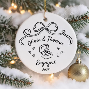Fantasievolle handgezeichnete Weihnachten verlobt Keramik Ornament