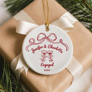 Fantasievolle handgezeichnete Weihnachten verlobt Keramik Ornament