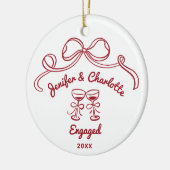 Fantasievolle handgezeichnete Weihnachten verlobt Keramik Ornament (Links)