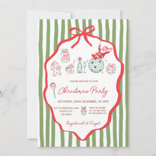 Fantasievolle handgezeichnete Weihnachtsfeier-Einl Einladung