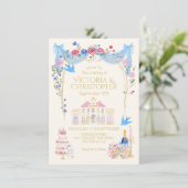 Fantasievolle Hochzeit Französisches Schloss Anwes Einladung (Stehend Vorderseite)