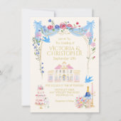 Fantasievolle Hochzeit Französisches Schloss Anwes Einladung (Vorderseite)