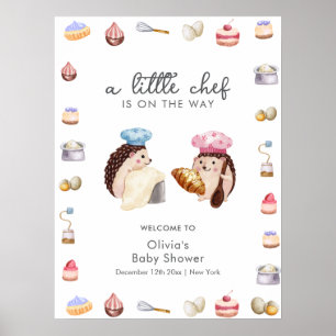 Fantasievolle Igel-Köchin-Bäcker-Baby-Shower-Willk Poster