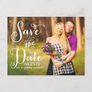 Fantasievolle Kalligrafie Foto Save-the-Date-Postk Ankündigungspostkarte