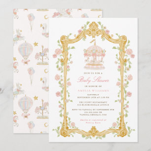 Fantasievolle Karussell-Baby-Shower-Einladung Einladung