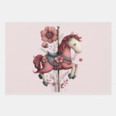 Fantasievolle Karussellpferd-Bild Geschenkpapier Set (Vorderseite)