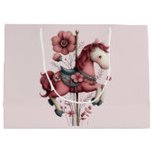 Fantasievolle Karussellpferd-Bild Große Geschenktüte (Rückseite)