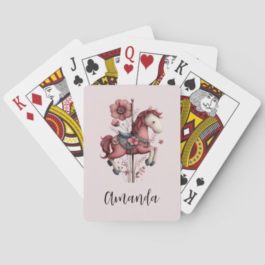 Fantasievolle Karussellpferd-Bild Spielkarten (Rückseite)