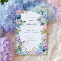 Fantasievolle Kolibris mit Hortensien Geburtstag