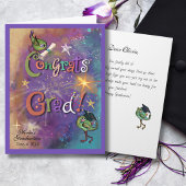 Fantasievolle Kosmische Gratulation Absolvent Lila Karte