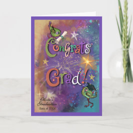 Fantasievolle Kosmische Gratulation Absolvent Lila Karte
