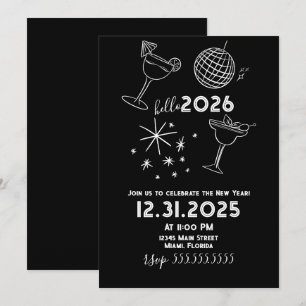 Fantasievolle Kritzeleien Hallo 2026 Neujahr Gold Feiertagskarte