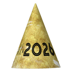 Fantasievolle Kritzeleien Hallo 2026 Neujahr Gold Partyhütchen