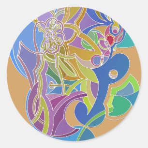 Fantasievolle Kunstwerke Runder Aufkleber