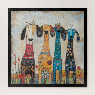 Fantasievolle lange schlanke Hound Dogs Puzzle
