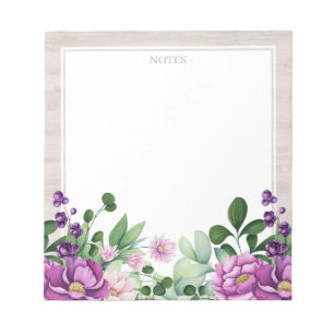 Fantasievolle lila Blumenillustration Notizblock