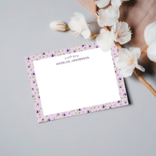 Fantasievolle lila Sonnenblumen hellrosa Monogramm Mitteilungskarte