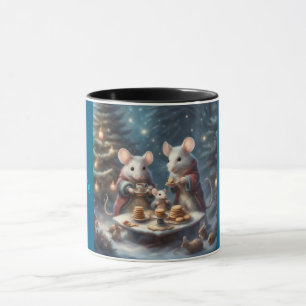 Fantasievolle Mause-Teeparty zu Weihnachten Tasse
