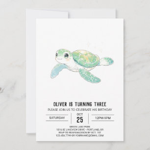 Fantasievolle Mint-Seeschildkröten-Geburtstag Einladung
