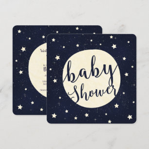 Fantasievolle Mond & Sterne Himmelblau Baby Shower Einladung