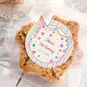 Fantasievolle Pastell-Juwelen-Geburtstag Runder Aufkleber