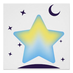 Fantasievolle Pastell-Stern- und Mond-Kinderzimmer Poster