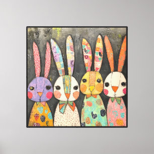 Fantasievolle Patchwork-Osterhasen-Kaninchen Leinwanddruck